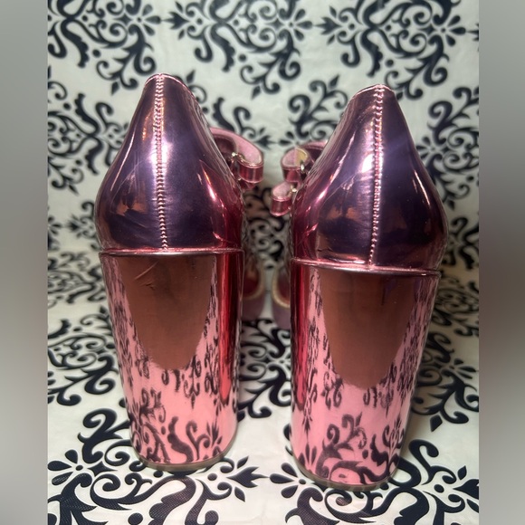 NWOT Pink Metallic Platform Heels Mary Jane - Picture 3 of 11